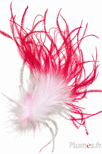 Struisvogel lont - 10 cm - wit-rood